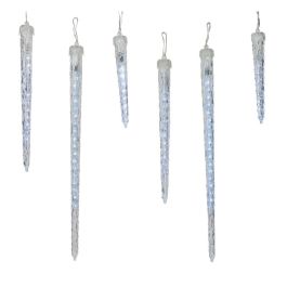 Lumineo Guirnalda LED Icicle Efecto Nevado para Exterior IP44 2.5m, 6 Carámbanos, Cable Transparente, Blanco Frío
