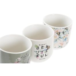 DKD Home Decor Set de 6 Tazas de Porcelana y New Bone Estilo Shabby Rosa Beige 14 x 6.5 x 20.5 cm