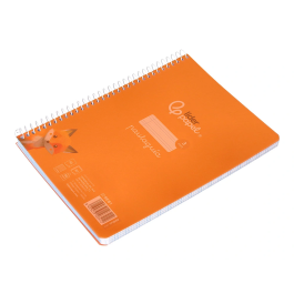 Liderpapel Cuaderno espiral Pautaguía A5, Tapa Plástico, 80 Hojas 90gr, Cuadro Pautado 3mm, Color Naranja