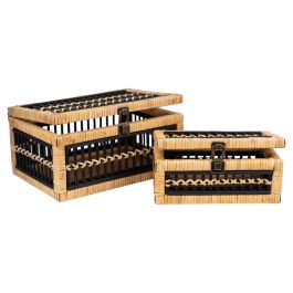 Juego de Cajas Decorativas Romimex Marrón Negro Mimbre Madera MDF 28 x 14 x 20 cm 2 Piezas Precio: 96.69000011. SKU: B1J2ZS7D53