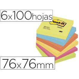 Bloc De Notas Adhesivas Quita Y Pon Post-It 76x76 mm Neon Pack De 6 Blocs Surtido Precio: 12.705000072599999. SKU: B13X2HD65A