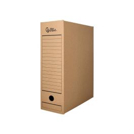 Caja Archivo Definitivo Liderpapel Folio Prolongado Carton Reciclado 325 gr-M2 Lomo 116 mm Kraft 388x116x275 mm