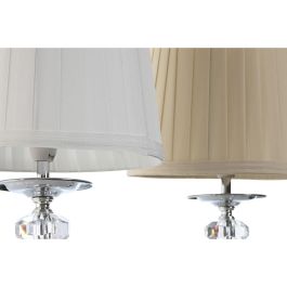 DKD Home Decor Lámpara Sobremesa Tradicional E14 25W Blanco Beige Metal Acrílico Tela Pack 2 Unidades - 22x45x22 cm