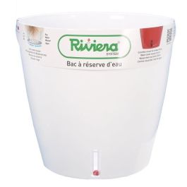 RIVIERA Eva Nueva maceta redonda de plástico - Ø 31 cm - 14,5 L - Blanco