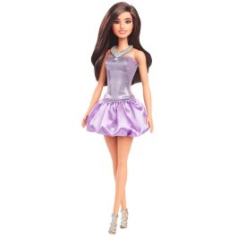 Barbie HYT92 Muñeca Fashionista Vestido Burbuja Morado, Lentejuelas, Falda Satinada. Cabello Castaño Ondulado. Edad +3 años. Precio: 13.78999974. SKU: B1AYAQ6HXH