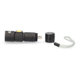Edm Linterna mini recargable con zoom 3w 120lm 9000k luz fría, aluminio, IP44, carga USB
