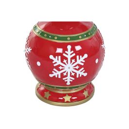 DKD Home Decor Figura Navidad Tradicional con LED integrado de Resina Rojo Verde, 30x30x109 cm (funciona con 3 pilas AA)