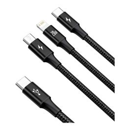 Baseus Rapid Series Cable USB Tipo-C 3 en 1 PD 20W, 1.5m, USB A, USB-C/Micro USB/Lightning, 480 Mbps, Negro