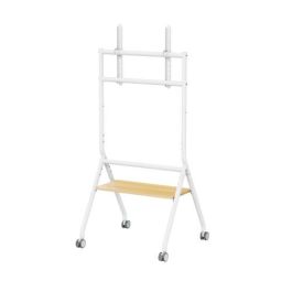 Ewent EW1582 Soporte de Suelo para TV Heavy Duty, hasta 86" (2.18 m), Blanco y Madera, 80 kg