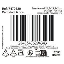 Fuente Oval Black Clay 24.5 x 11.2 x 2 cm - Inde (12 Unidades)
