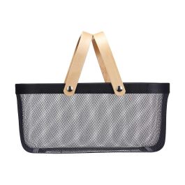Cesta Malla 2 Asas Madera Rectangular Negro Kinvara 42.5x18x26.5 cm (6 Unidades) Cesta Malla 2 Asas Madera Rectangular Negro Kinvara 42.5x18x26.5 cm (6 Unidades)