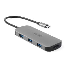 Acer 7-in-1 Type-C Dongle USB 3.2 Gen 1, HDMI, Lector Tarjetas SD/MicroSD, Power Delivery 100W, Plata, Hasta 3840x2160
