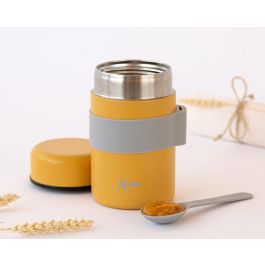 KioKids Termo Papillero Acero Inoxidable 500 mL Color Mostaza Con Cuchara
