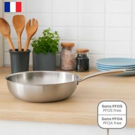 Livoo Wok de Acero Inoxidable MEP162 Ø 28 cm para Todas las Placas de Cocción Incluida Inducción y Horno Fabricado en Francia