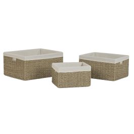 DKD Home Decor Cesta Basicos Natural Blanco 40x25x52 cm Set 3 Unidades