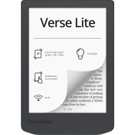 Pocketbook Verse Lite - eBook 6" Pantalla Táctil Carta E Ink, Luz Frontal, 8GB, Wi-Fi, USB Tipo C, Gris Medianoche