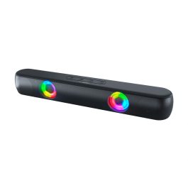 Q-connect Barra de Sonido Bluetooth con Iluminación LED y Control de Volumen, Potencia 2x5W, Color Negro