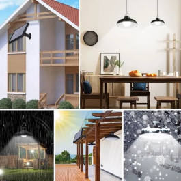 Lumisky Lámparas Colgantes Solares Dobles LUM3666162002961, Pantalla Metal Negro Ø18cm, LED Blanco Frío