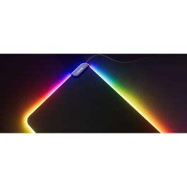 HYTE CNVS Alfombrilla de ratón para juegos XXL, Negro, para Gaming, con USB y Retroiluminación LED