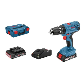 Bosch Professional GSB 18V-21 Taladro Percutor Inalámbrico 18V + 2 Baterías 2,0Ah + Cargador GAL 18V-40 + L-BOXX