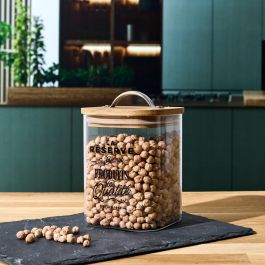 Cook Concept Tarro de Conservación Bistrot de Vidrio con Tapa de Bambú 700 ml - Cierre Hermético Cuadrado