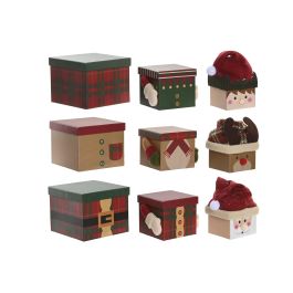 DKD Home Decor Caja de Navidad Tradicional Multicolor 15x38x15 cm (Set de 3) Poliéster/Cartón