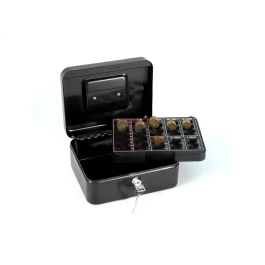 Q-connect Caja Fuertes 8/" 200x160x90 mm Negra con Portamonedas