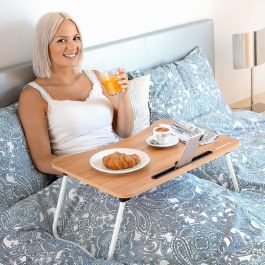 Pack Mesa Plegable Auxiliar Multiuso y Almohada de Lectura con Apoyabrazos InnovaGoods