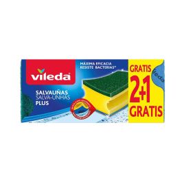 Vileda Estropajo con bayeta salvauñas antibacterias 2+1, doble cara, fibra verde, gran absorción Precio: 2.50000036. SKU: S7904618