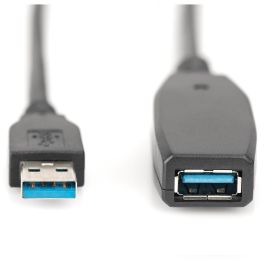 Digitus Cable Alargador USB 3.0 Activo 10m Macho/Hembra, 5 Gbit/s, Negro