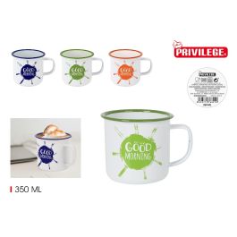 Mug Esmaltada Blanca con Frases 350 ml - Privilege (24 Unidades)