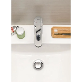 Grohe 23454000 Mezclador de Lavabo Monomando Cromo Brillante Caño Mediano Cartucho Cerámica 35mm Desagüe Emergente Instalación Rápida