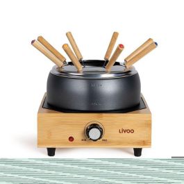 Livoo DOC287 Set Fondue Eléctrica 800W, 2L, 8 Personas, Termostato Regulable, Olla Antiadherente sin PFAS