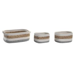 Cesta Basicos DKD Home Decor Blanco Natural 23 x 13 x 33 cm Set de 3