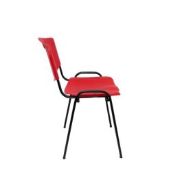 Piqueras y Crespo PACK426IRJ Sillas Confidentes Robledo Pack 4 Asiento y Respaldo Duro PVC Rojo Estructura Negra