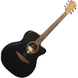 LAG Guitarra Acústica Electroacústica Lâg Auditorium Cutaway Tramontane 70 A/E Negro Satinado Tapa Abeto Engelmann Macizo