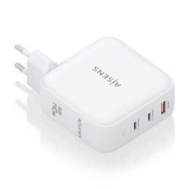 Aisens ASCH-140W3P030-W Cargador de Pared GaN 140W con 2 USB-C PD3.1 y 1 USB-A, Carga Rápida para Portátiles Móviles, Blanco