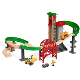 Brio World 33887 Plataforma Multimodal Grand Circuit - Circuito de Trenes de Madera - Caja 32 Piezas - A Partir de 3 Años