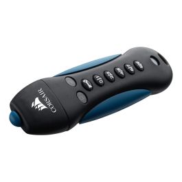 Corsair Padlock 3 USB-Stick 128GB USB 3.0 Seguro con Contraseña y Encriptación, Resistente al Agua y Golpes, Negro/Azul