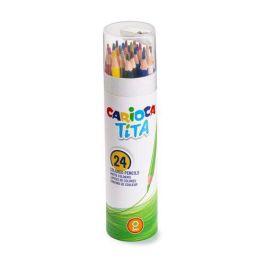 Carioca Lápices de colores Tita Mina 3mm, cuerpo hexagonal, 24 colores surtidos con sacapuntas, tubo cartón Precio: 3.50000002. SKU: B1HD6TNSCY