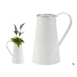 Ibergarden Jarra Lechera Blanca con Filo Plata 17 cm x 19.5 cm x 11.3 cm - 1000 ml (Set de 24)