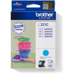 Brother LC221C Cartucho de Tinta Original Cyan para Impresora - Rendimiento 260 Páginas Precio: 31.50000018. SKU: B125RTL2BS