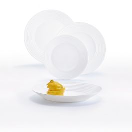 Luminarc Vajilla Opal Harena 18 Piezas para 6 Personas, Vidrio Templado Extra Resistente, Apta Lavavajillas y Microondas, Fabricada en Francia.