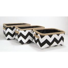 DKD Home Decor Cesta Set de 3 (2 Unidades) Blanco Negro Poliester Yute Zig Zag 32 x 21 x 37 cm Precio: 37.6899996. SKU: B1EK9KMR6H