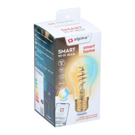 Alpina Bombilla Inteligente LED A60 E27 4.9W 360lm 1800-6500K Wi-Fi Regulable Filamento Trenzado Vintage compatible Alexa Google Home