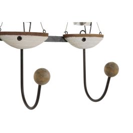 DKD Home Decor Perchero de Pared Diseño Atlántico Veleros Blanco de Paulownia y Metal 39x10x26,5 cm