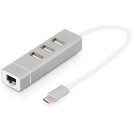 Digitus Adaptador USB 2.0 a RJ45 Ethernet y Hub de 3 Puertos, Conexión Type-C, Aluminio Precio: 34.89000031. SKU: S7802215