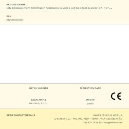 Edm Mini Downlight LED Empotrable Cuadrado 6W 4000K Luz Día Blanco 11.7x11.7 cm