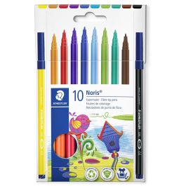 Staedtler Rotuladores Noris 326 C-Surtidos, Punta Fibra 1.0 mm, Estuche 10 Ud, Tinta Antisecado, Lavable
