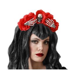 Diadema de Halloween para Mujer con Calavera, Manos de Esqueleto y Flores Rojas Intensas - Ideal Disfraz Muerte Mexicana, Bruja o Novia Macabra Precio: 1.79000019. SKU: B1BVSM3NL8